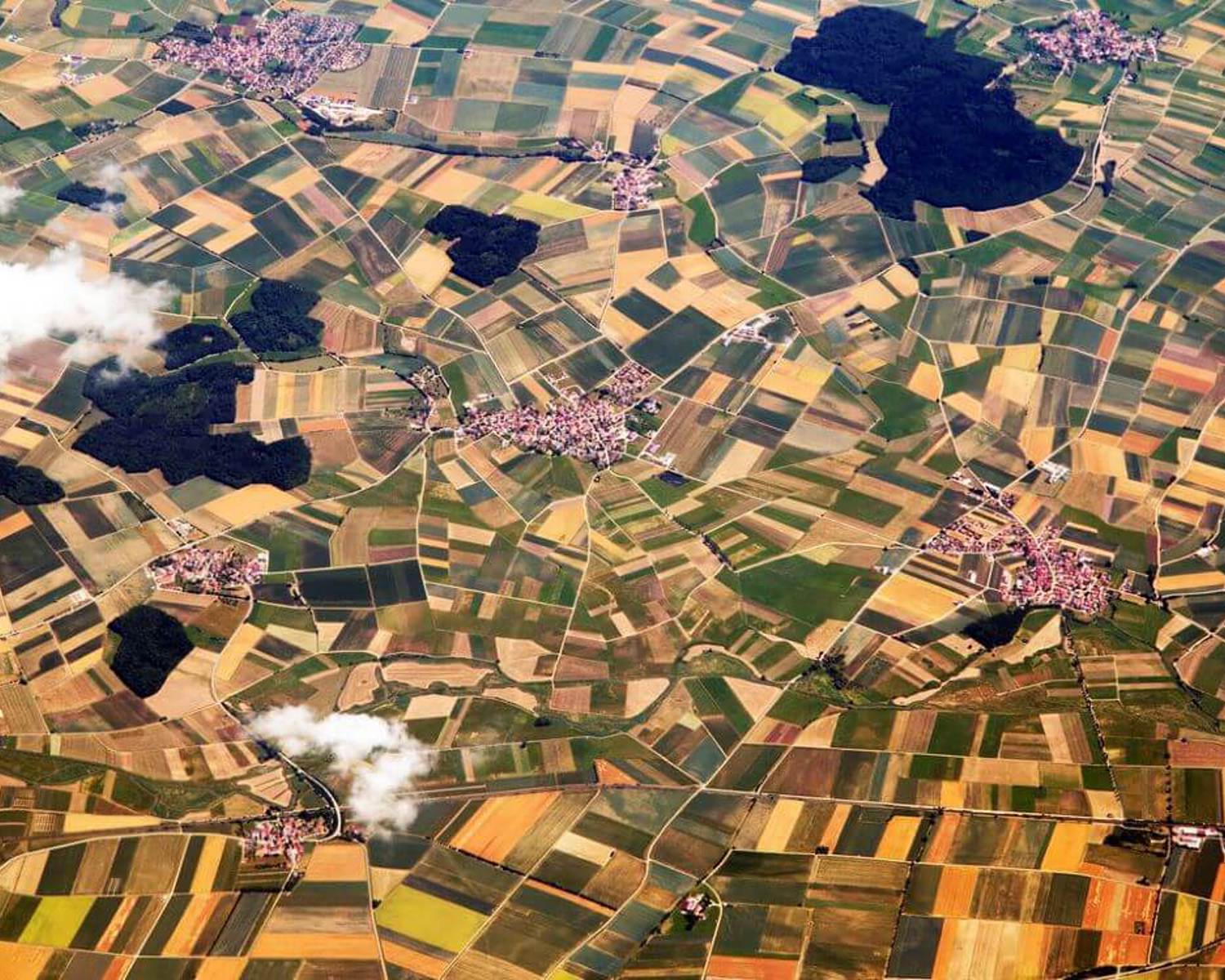 Agriculture landscape with small villages and forests in Baden Würtemberg, Germany